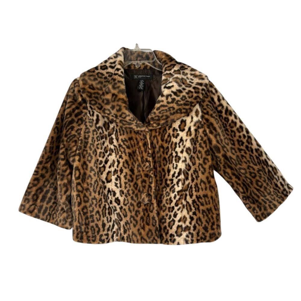 INC International Concepts Animal Print Teddy Jacket